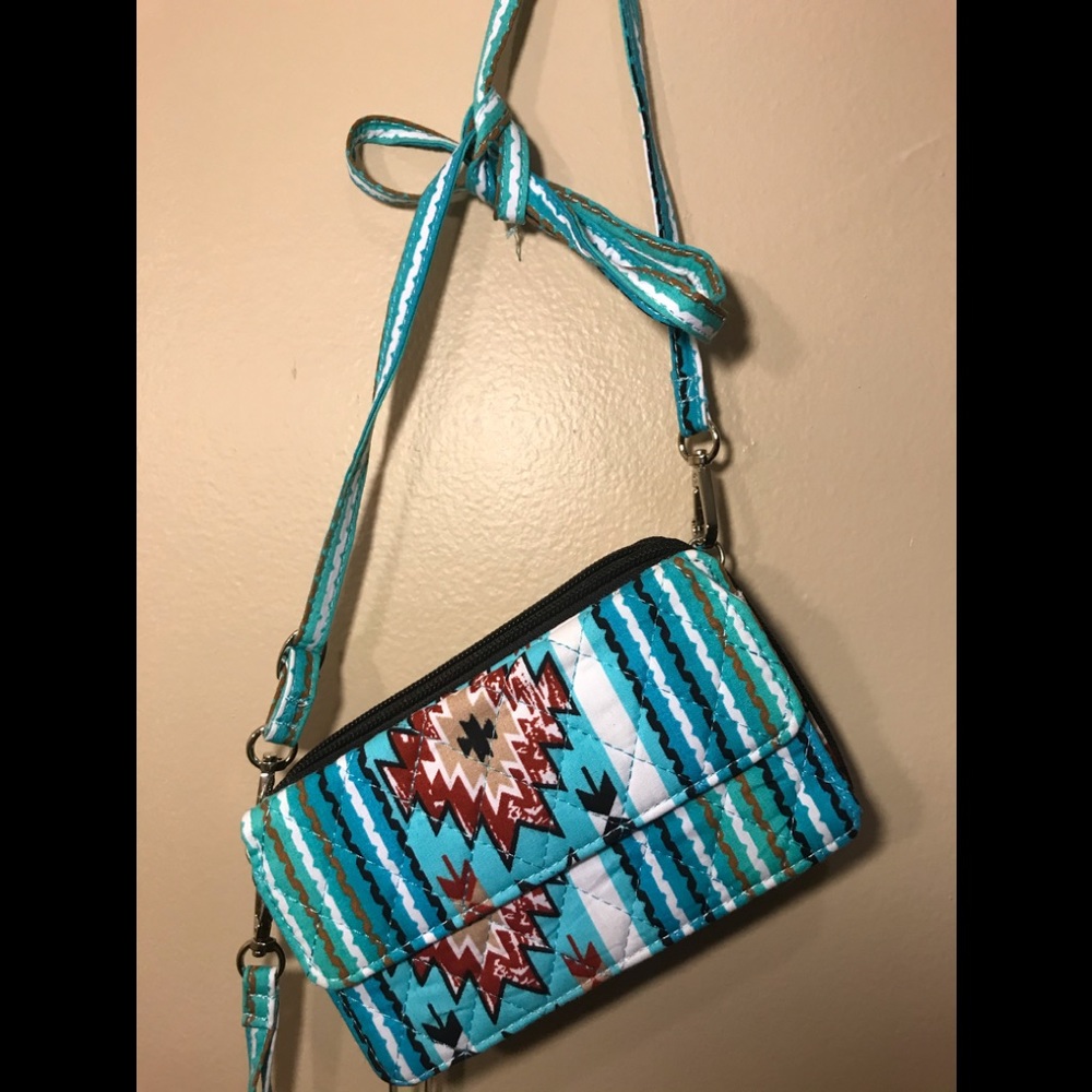 New canvas crossbody wallet bag blue serape NGIL